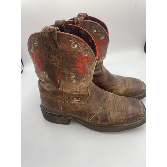 Justin Gypsy Gemma Cowgirl Western Brown Boots Stitching 8 - Picture 2 of 12